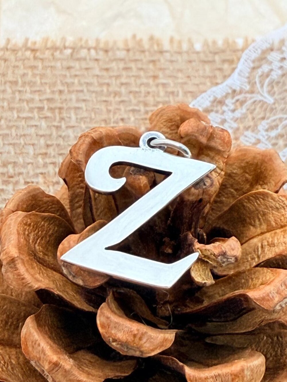 James Avery Large Script Initial Z Charm Sterling Silver Letter Charm